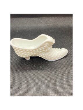 Fenton Milkglass Hobnail Cat in a Shoe